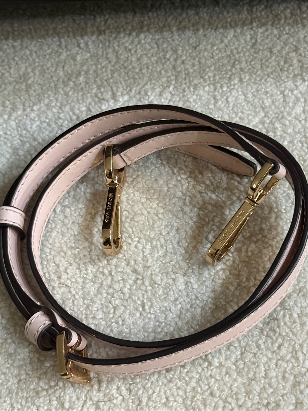 Michael Kors Blush Pink Leather Crossbody Strap with Gold-tone Hardware